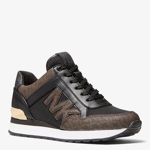 New Michael Kors Maddy Logo Trainer Black/Brown